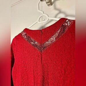 Women's Red Dentelle Lace A-Line Dress By The Kooples. Size S